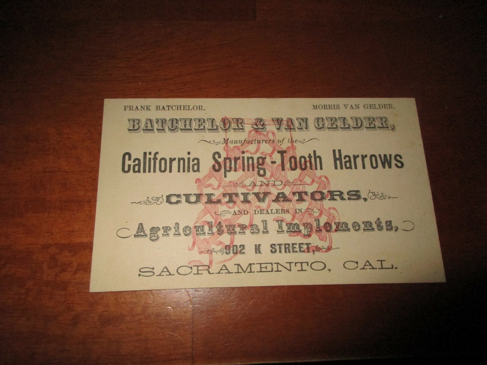 Late 1800’s Advertising Card – CALIFORNIA SPRING-TOOTH HARROWS – FARM TOOL