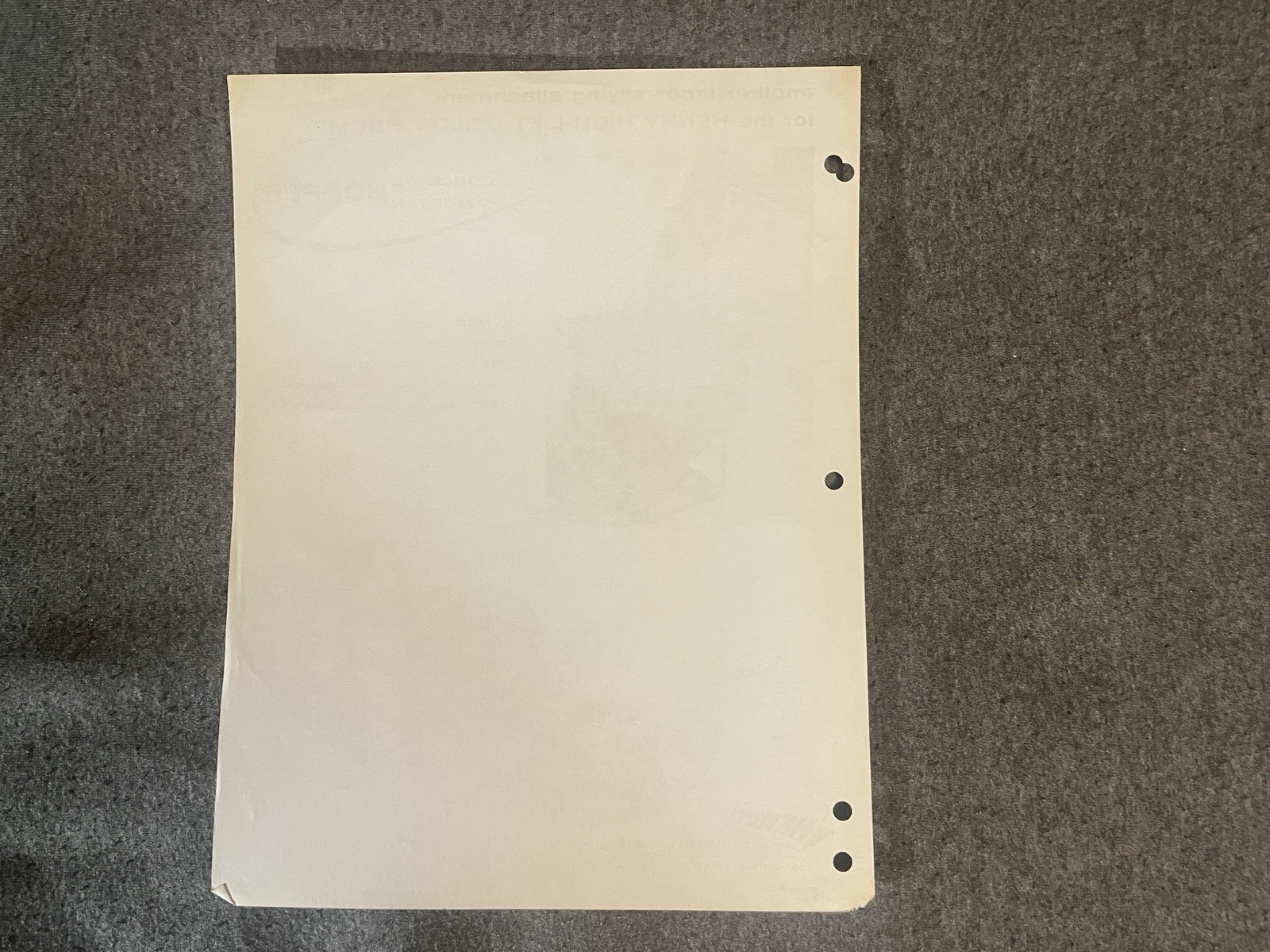 1950’s Henry High Lift Utility Boom Concrete & Mortar Hopper Brochure