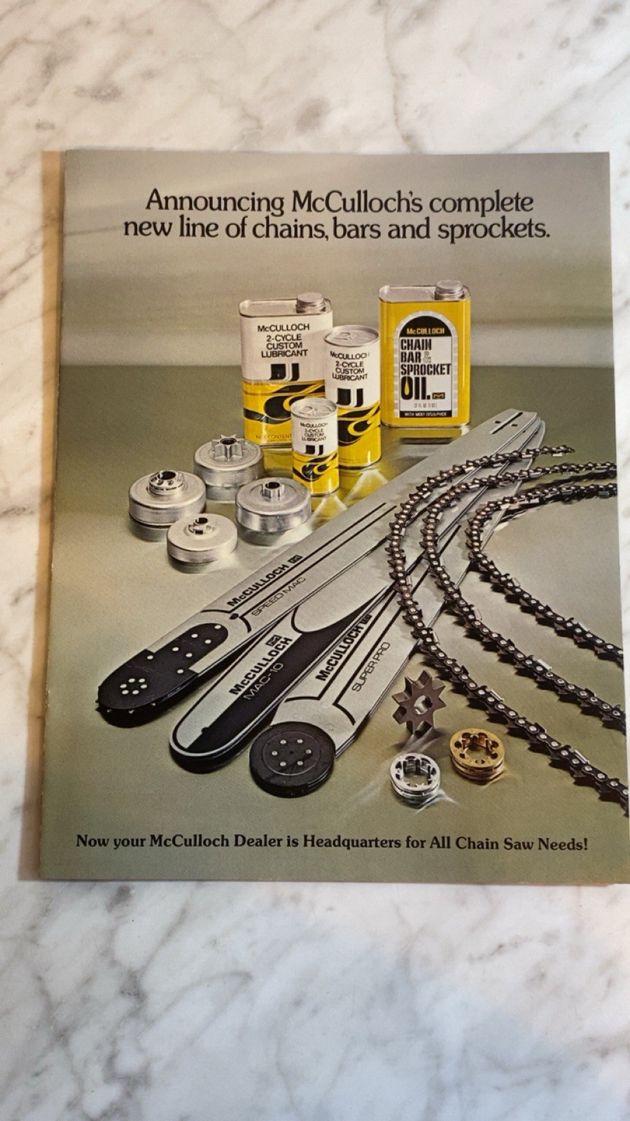 Vintage McCulloch Chains, Bars, Sprockets Advertising Brochure 1972