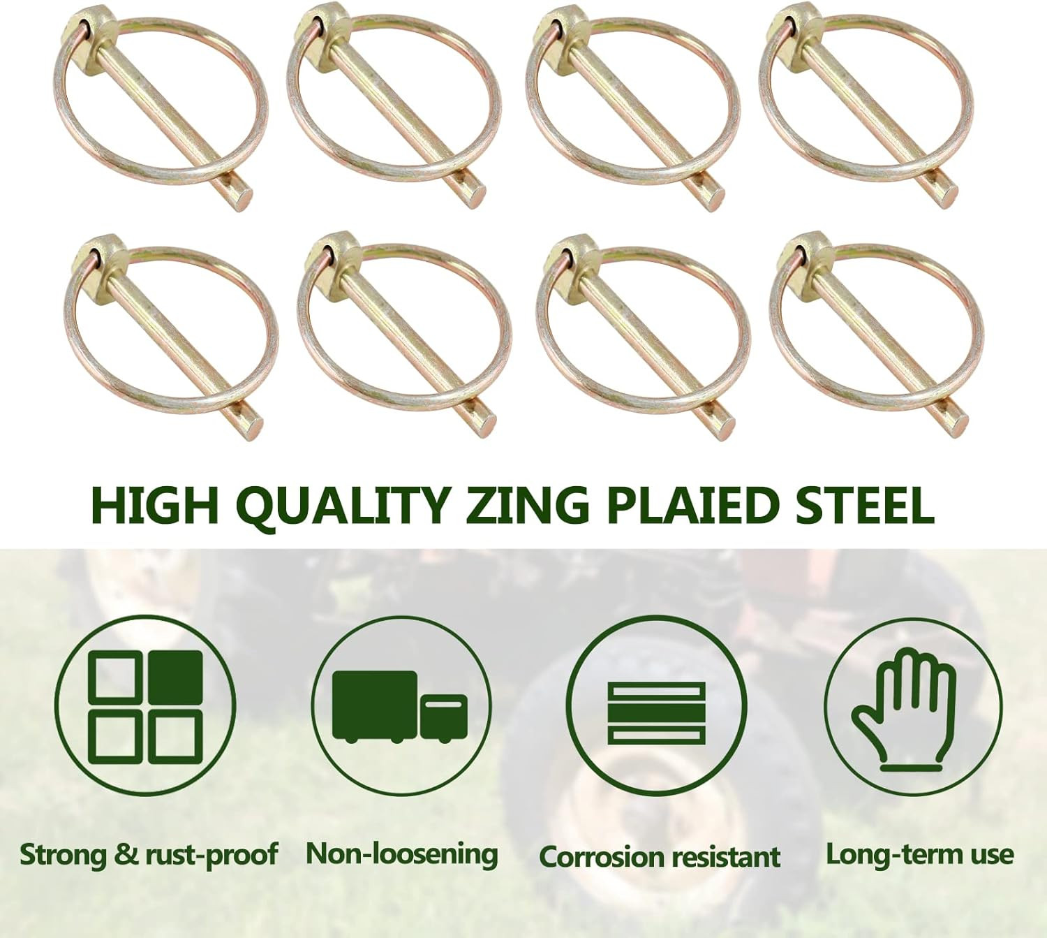 12 PCS Heavy Duty Linch Pin with Ring, 3/16″ X 1-1/2″ Linch Pins for Trailer Tro