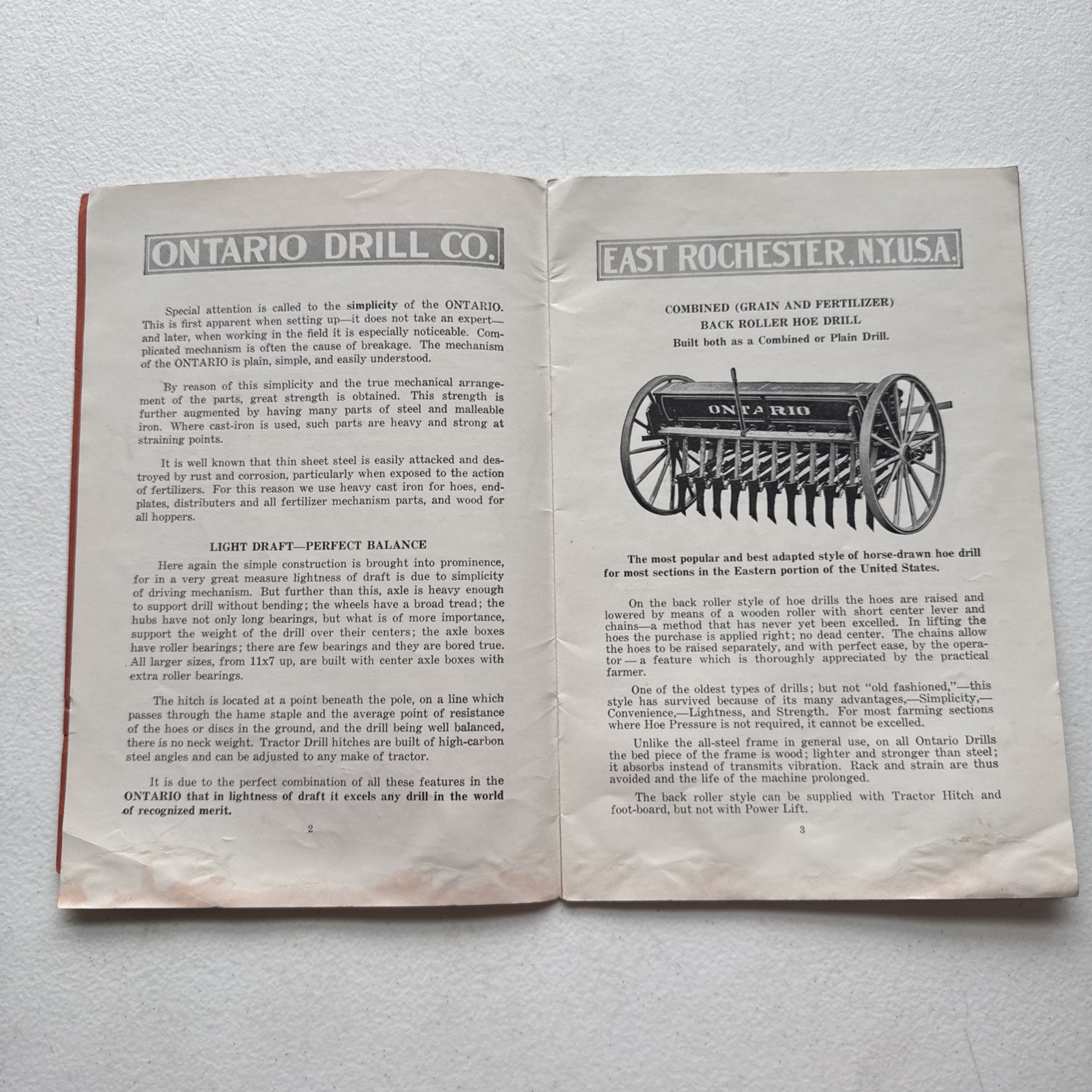 Vintage Ontario Drill Co. Grain & Fertilizer Drills Catalog East Rochester, NY