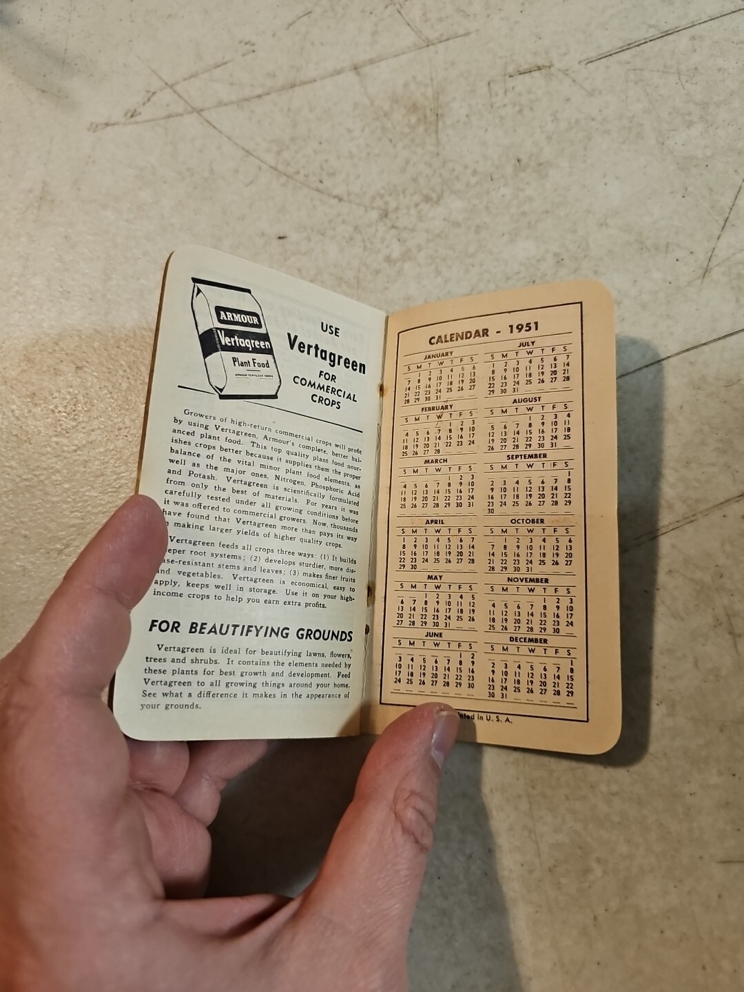 VTG 1950-51 Agriculture Armour’s Big Crop Fertilizer’s Calendar Notepad