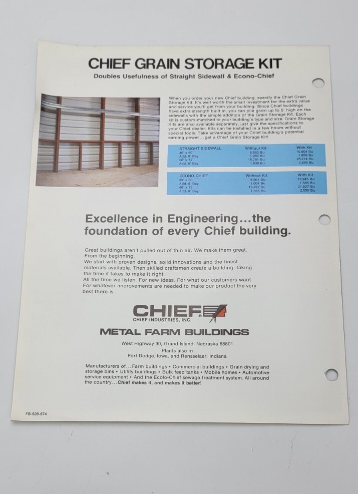 Chief Metal Farm Buildings Vintage Brochure