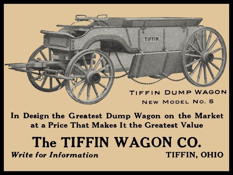 1915 Tiffin Wagon Co. No. 5 Dump Wagon, OHIO NEW Metal Sign: 9×12″ Ships Free