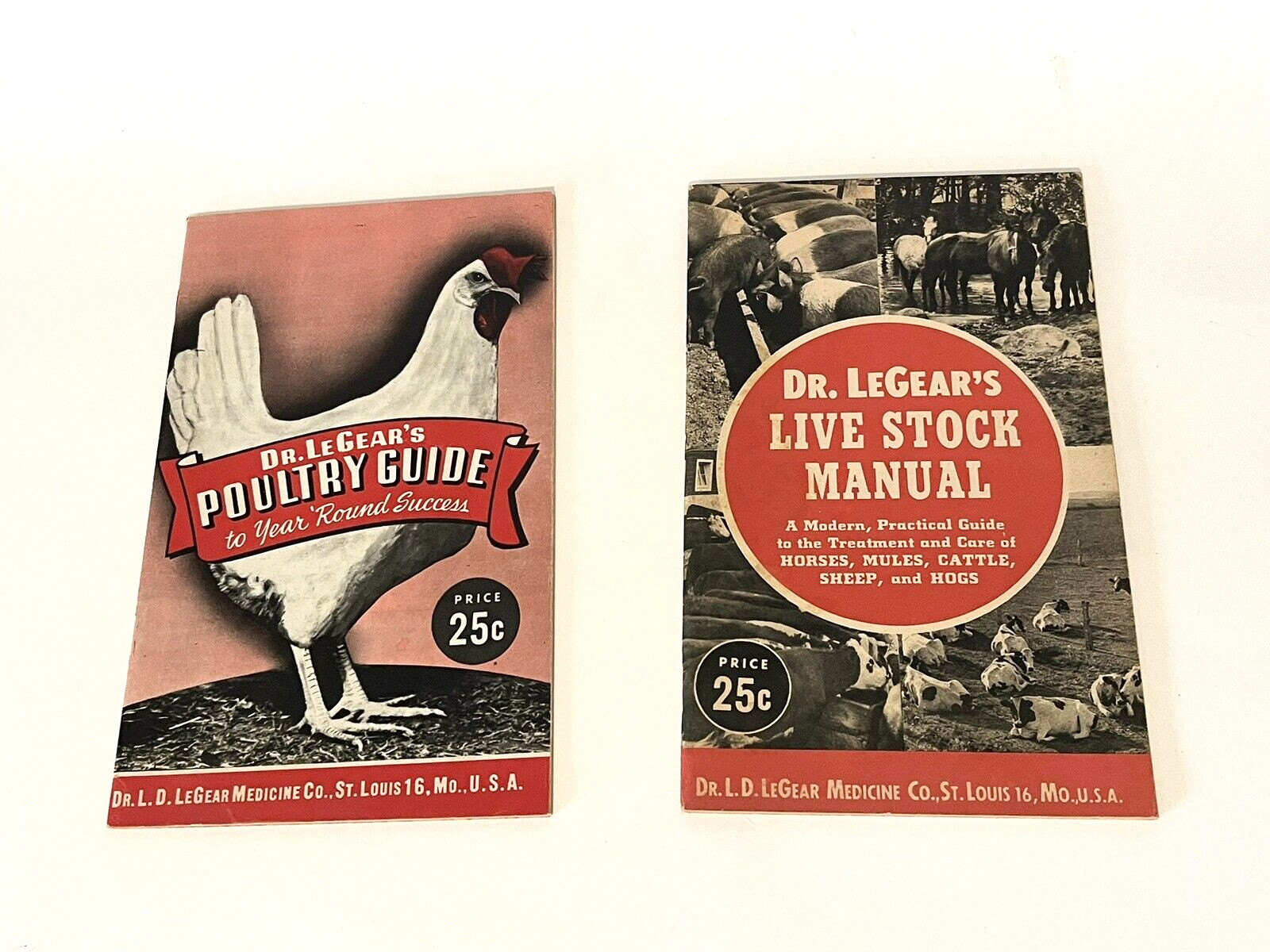 Dr. LeGear’s Booklet Poultry Guide Live Stock Manual Horses Sheep 1940’s LOT 2