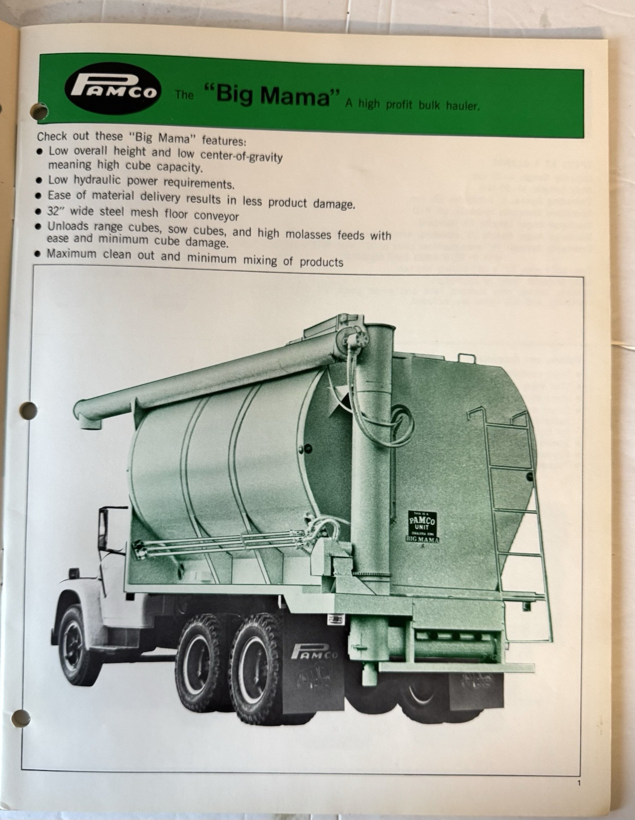 Vintage 1972 Pamco Agricultural Brochure Bulk Feed And Fertilizer Farm Equipment