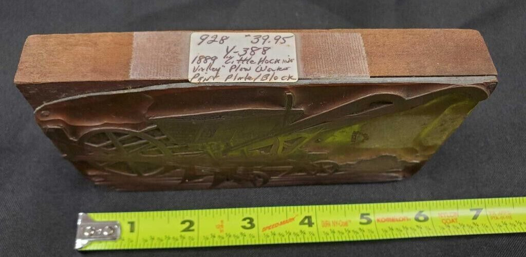 1889 McKay & Co. “Little Hocking Valley” Plow Works copper Print Plate / Block
