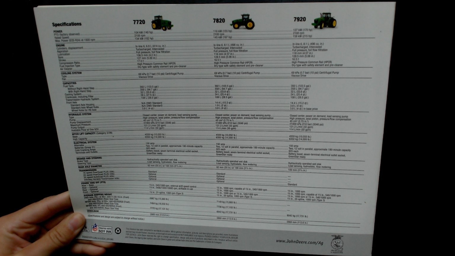 John Deere 7020 Series Brochure 140-170 HP Tractors Vintage Ag Advertising