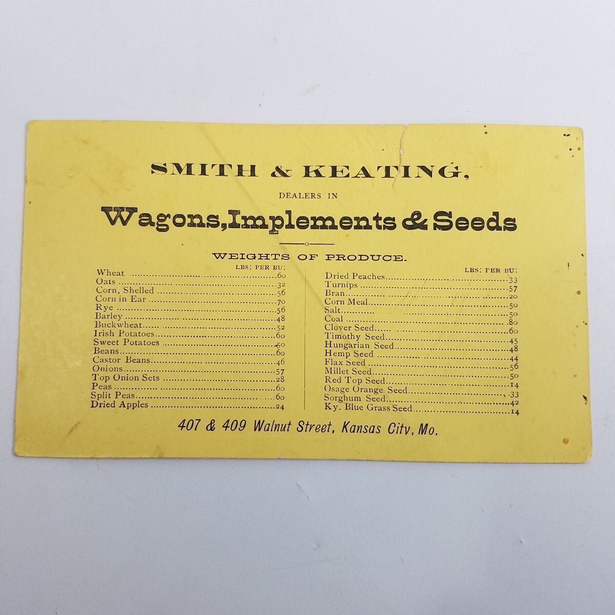 1800s Smith Keating Kansas City Trade Card Agricultural Implements Wagons Plows