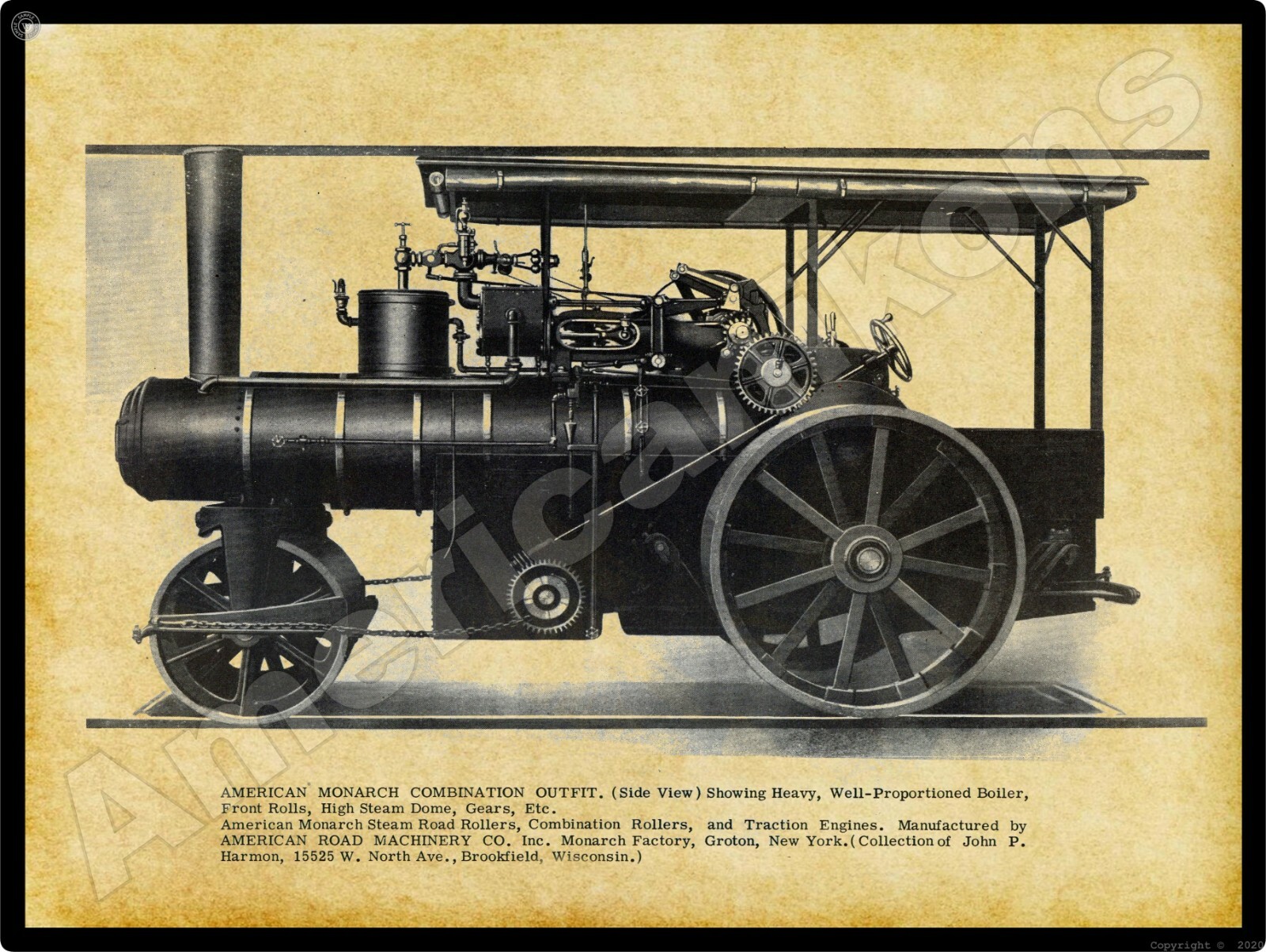 American Monarch Steam Road Roller New Metal Sign: Groton, New York