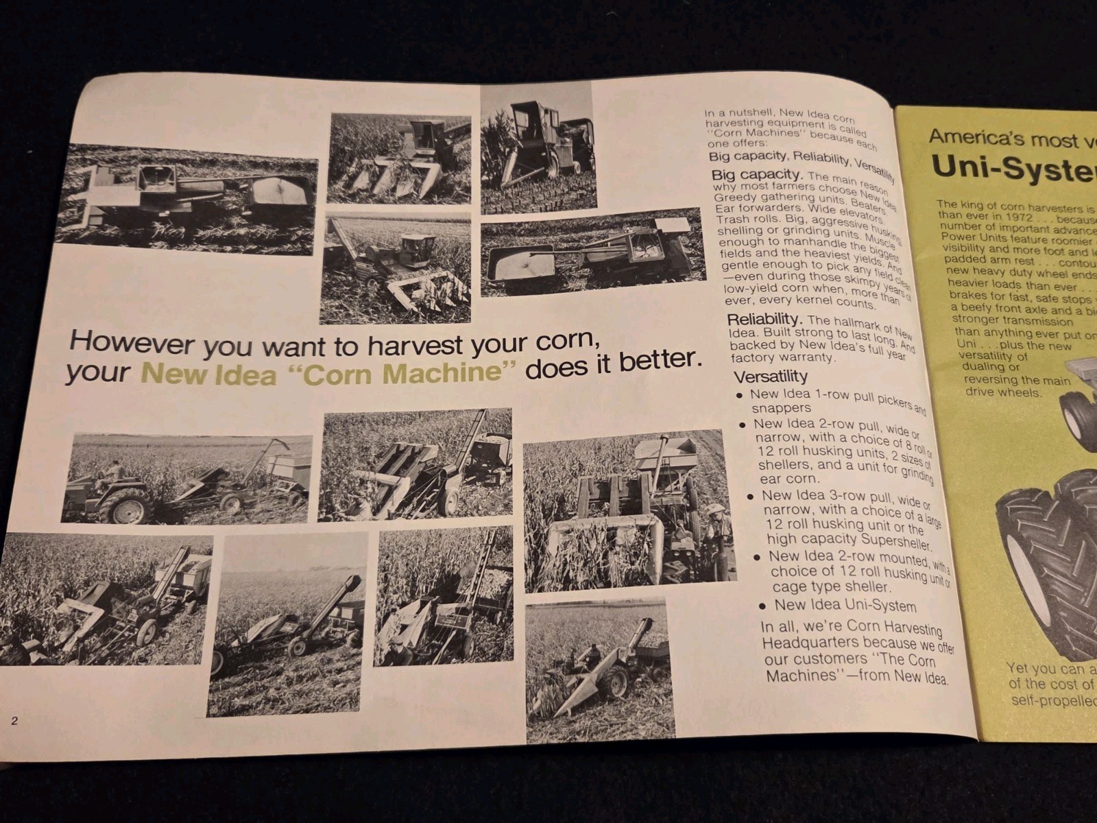 1972 New Idea Corn Machines Advertising Brochure Uni-System Madison South Dakota