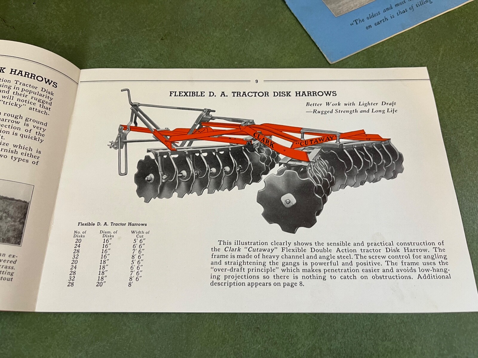 Orignal Lot of Clark Cut Away Farm Implement Brochures and Catalog 1937