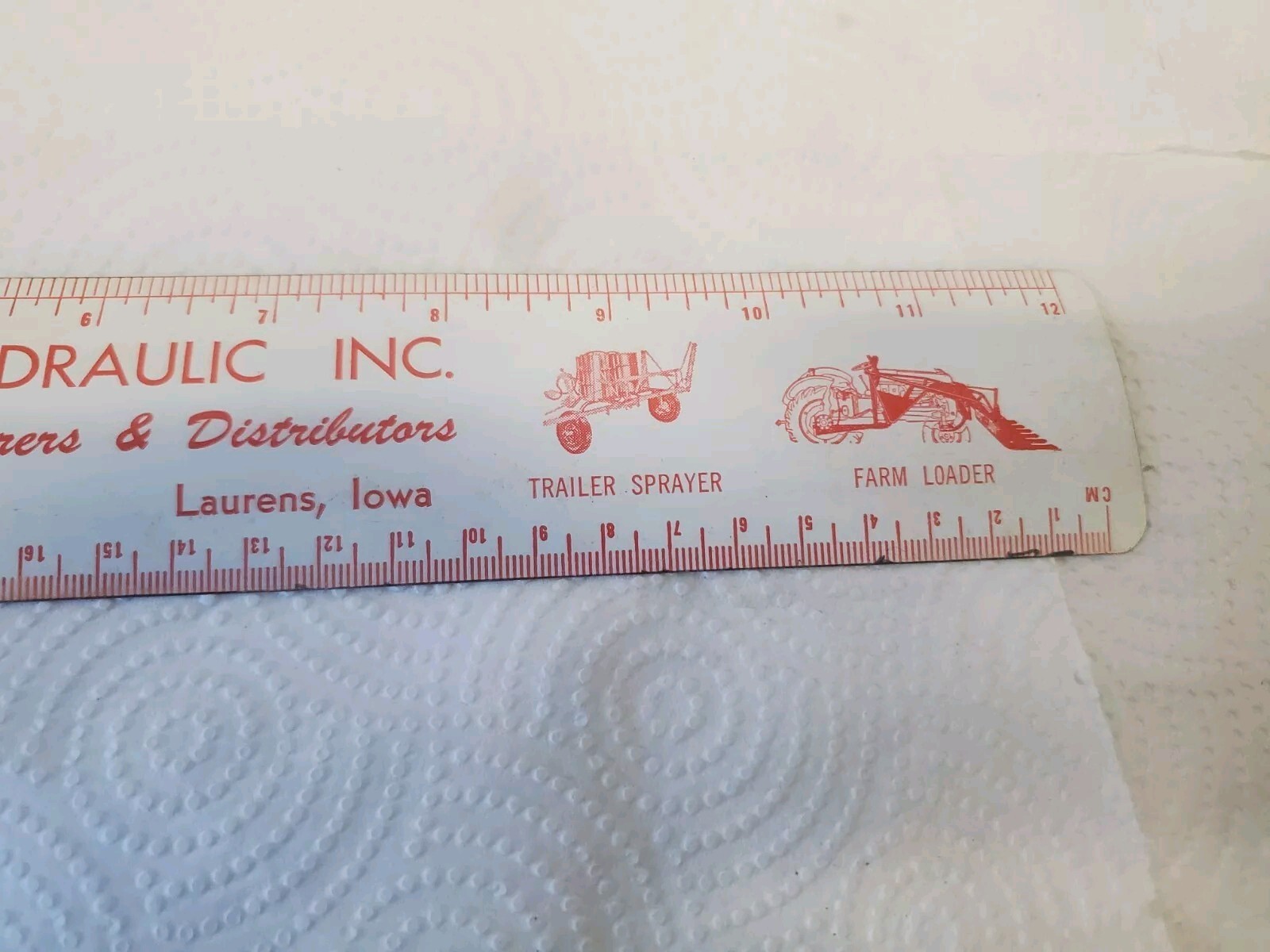 12″ Metal Ruler Twin Draulic Laurens Iowz Farm Wagon Loaded Post Hole Digger