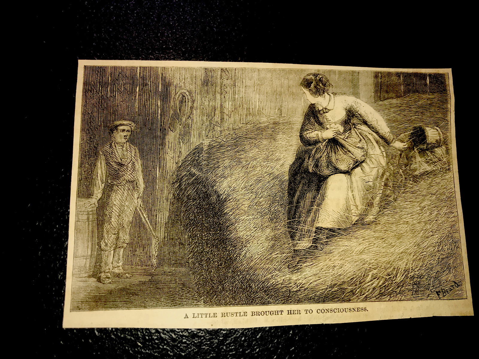 ORIGINAL 1872 Barn Scene Farm Engraving Advertising