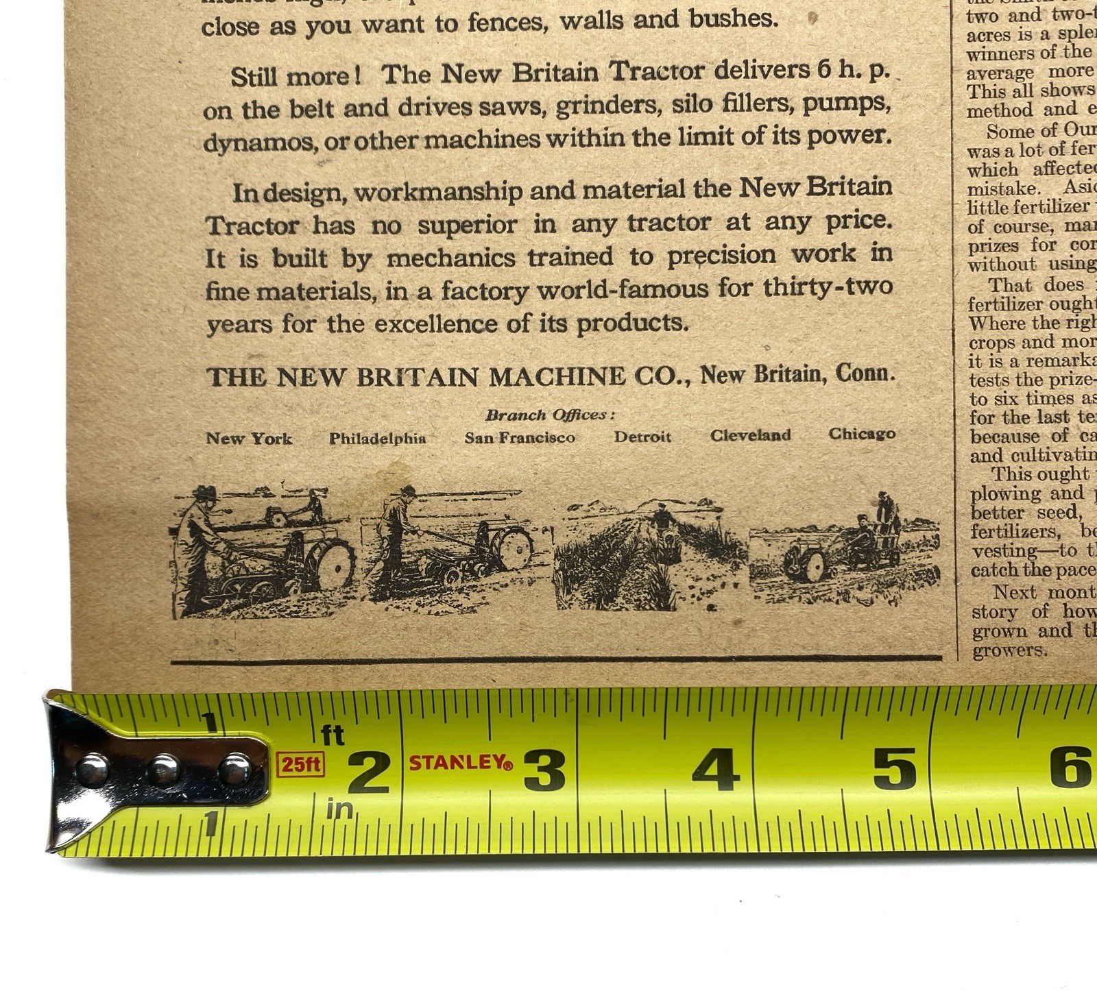 1920 The New Britain Farm Tractor Print Ad Compact Plow Farming Britain CT