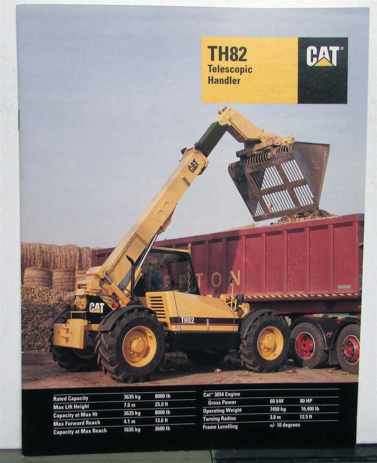 1996 Caterpillar TH82 Telescopic Handler Specs Construction Sales Brochure