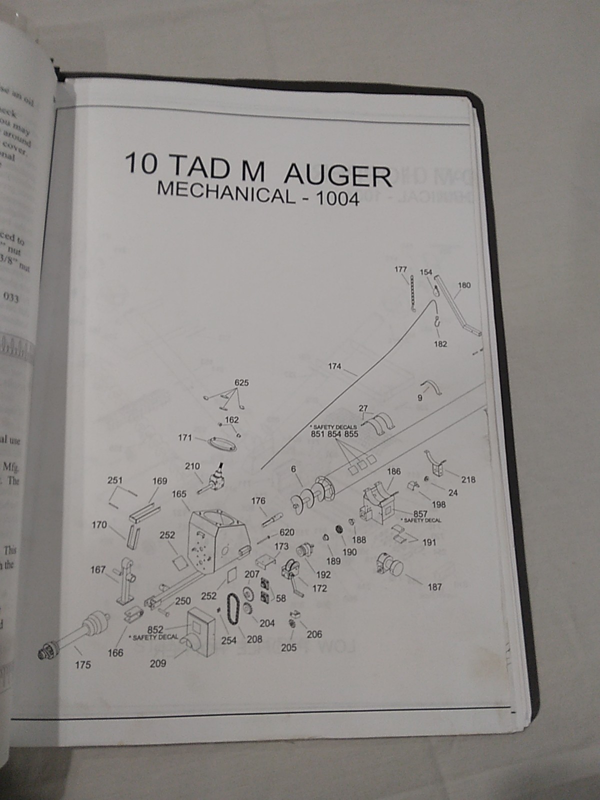 2096 Peck 802,803,804,1002,1003 & 1004 Grain Augers Owners Manual/Parts Listing