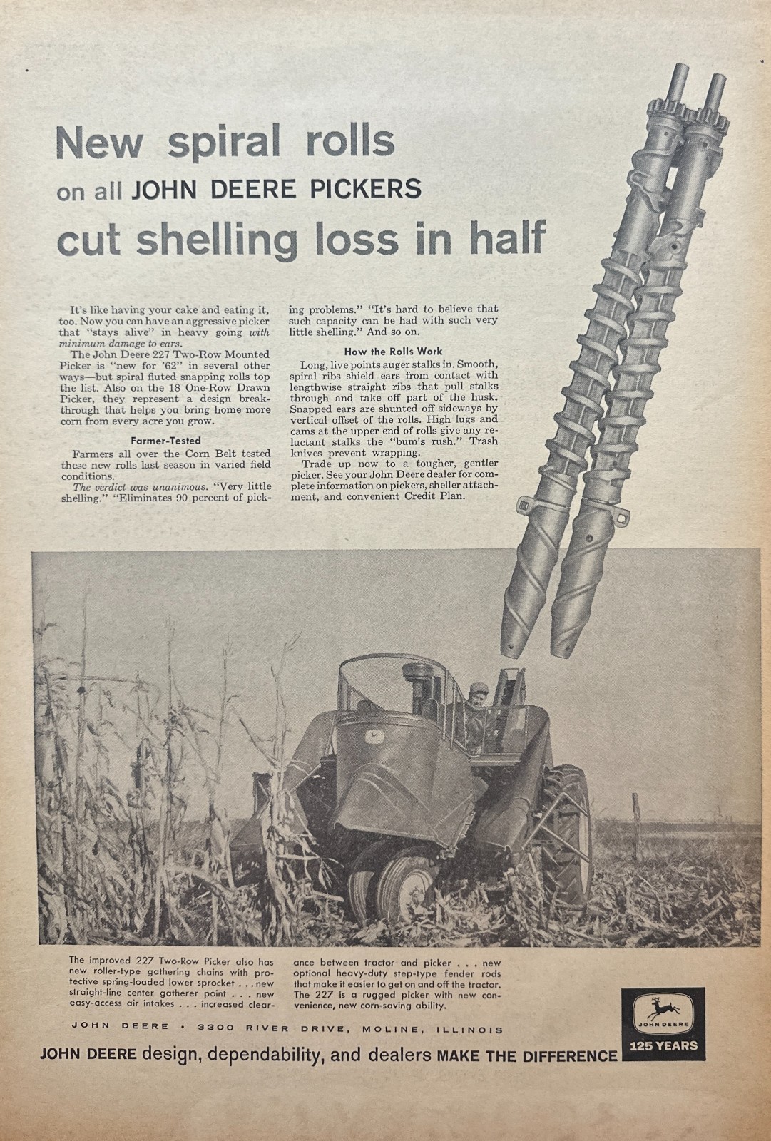 Lot of (6) 1962 John Deere Farm Equipment Original Advertisements #N5096