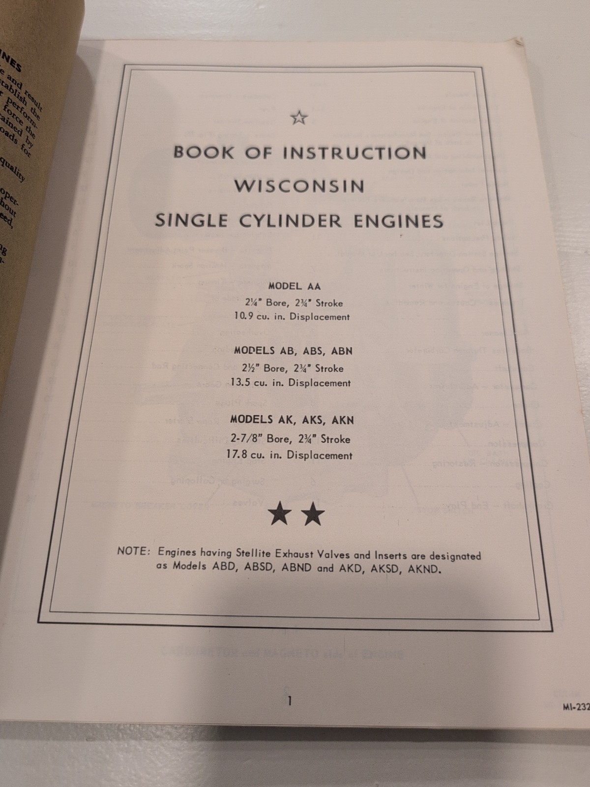 Vtg Wisconsin Engine Instruction Book Part Model AA AB ABS ABN AK AKS AKN