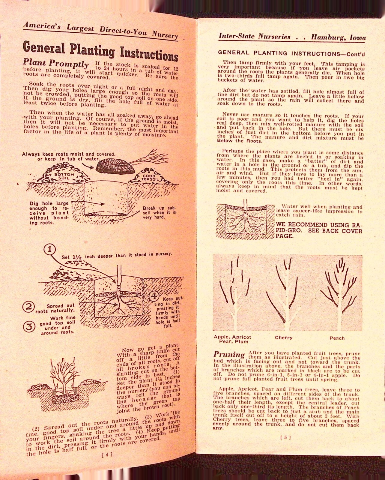 Interstate Planting Handbook Gardening Plant Brochure Inter-state Nursery Iowa