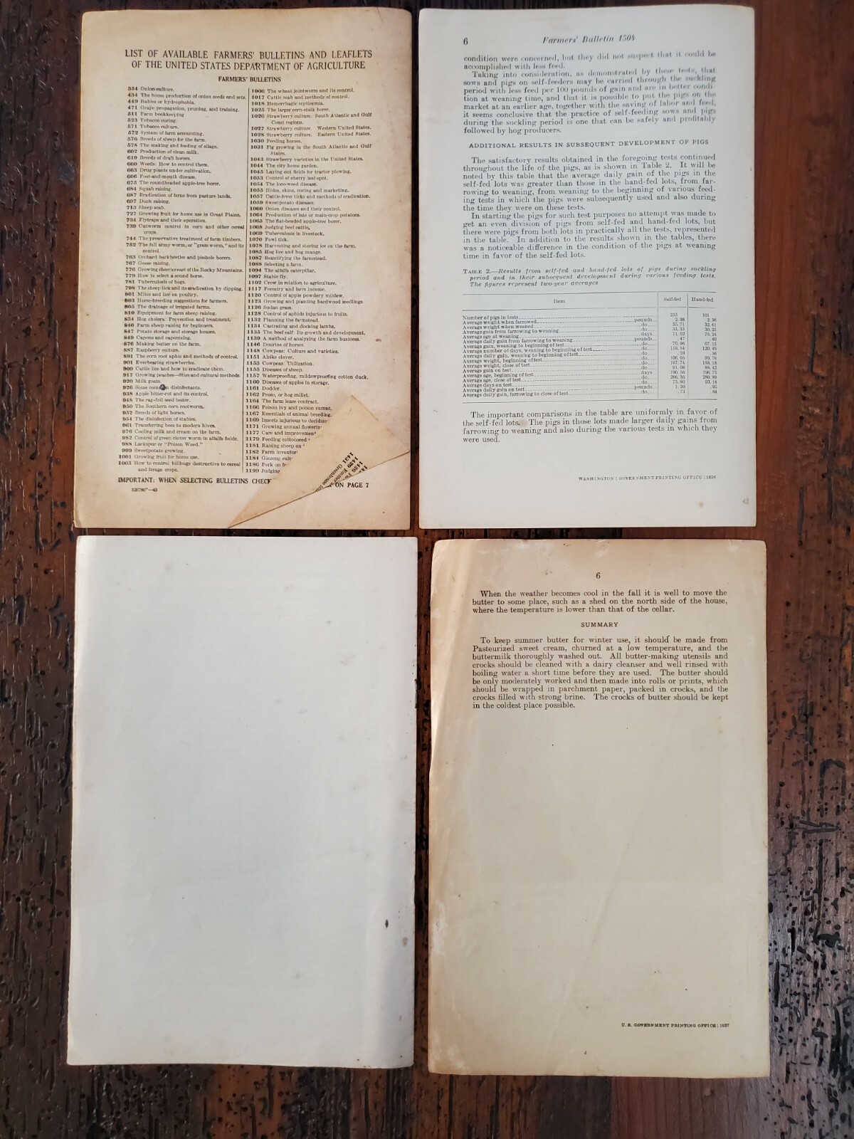 US Vintage Department of Agriculture Farmers Bulletin Lot of 4 Different (DA17)