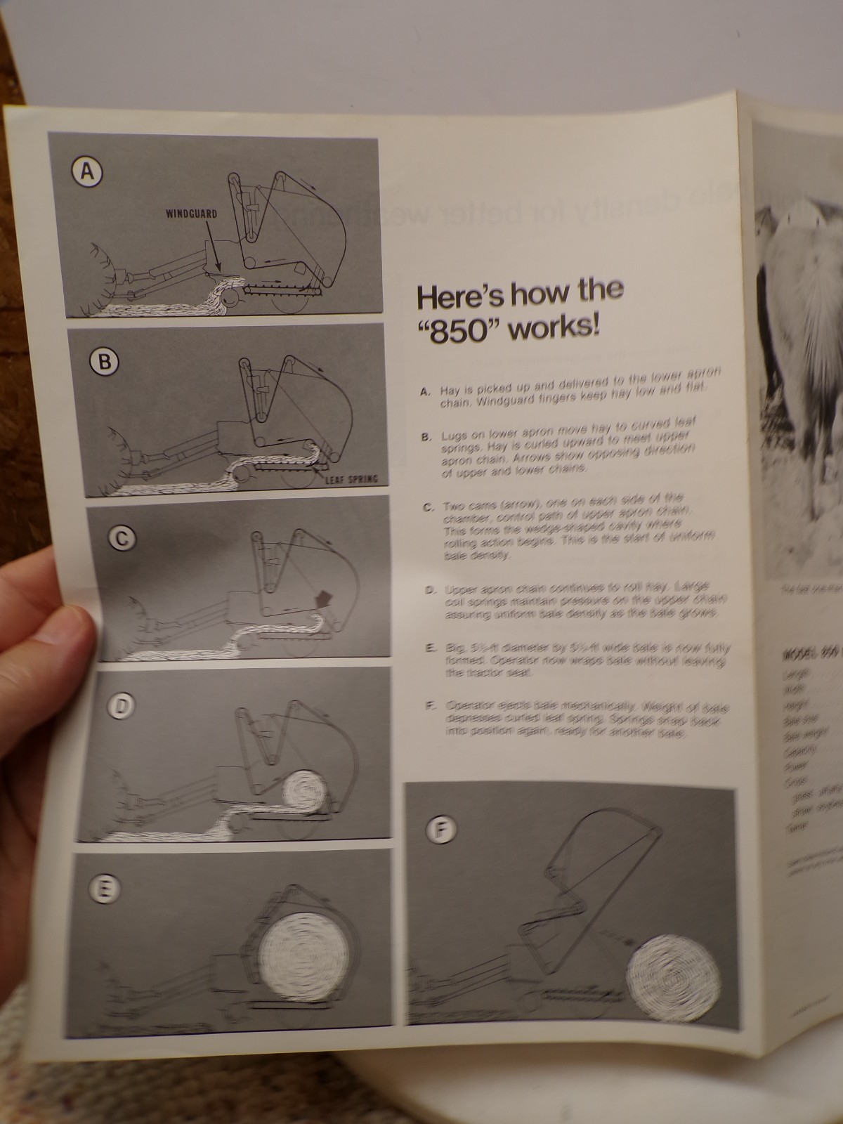 1974 Sperry New Holland Model 850 Round Baler Farm Brochure