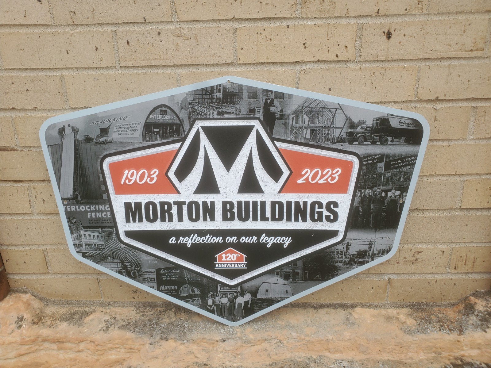 25-1/2″ X 19″ Metal Sign Morton Buildings 120th Anniversary 1903-2023 Farm Decor