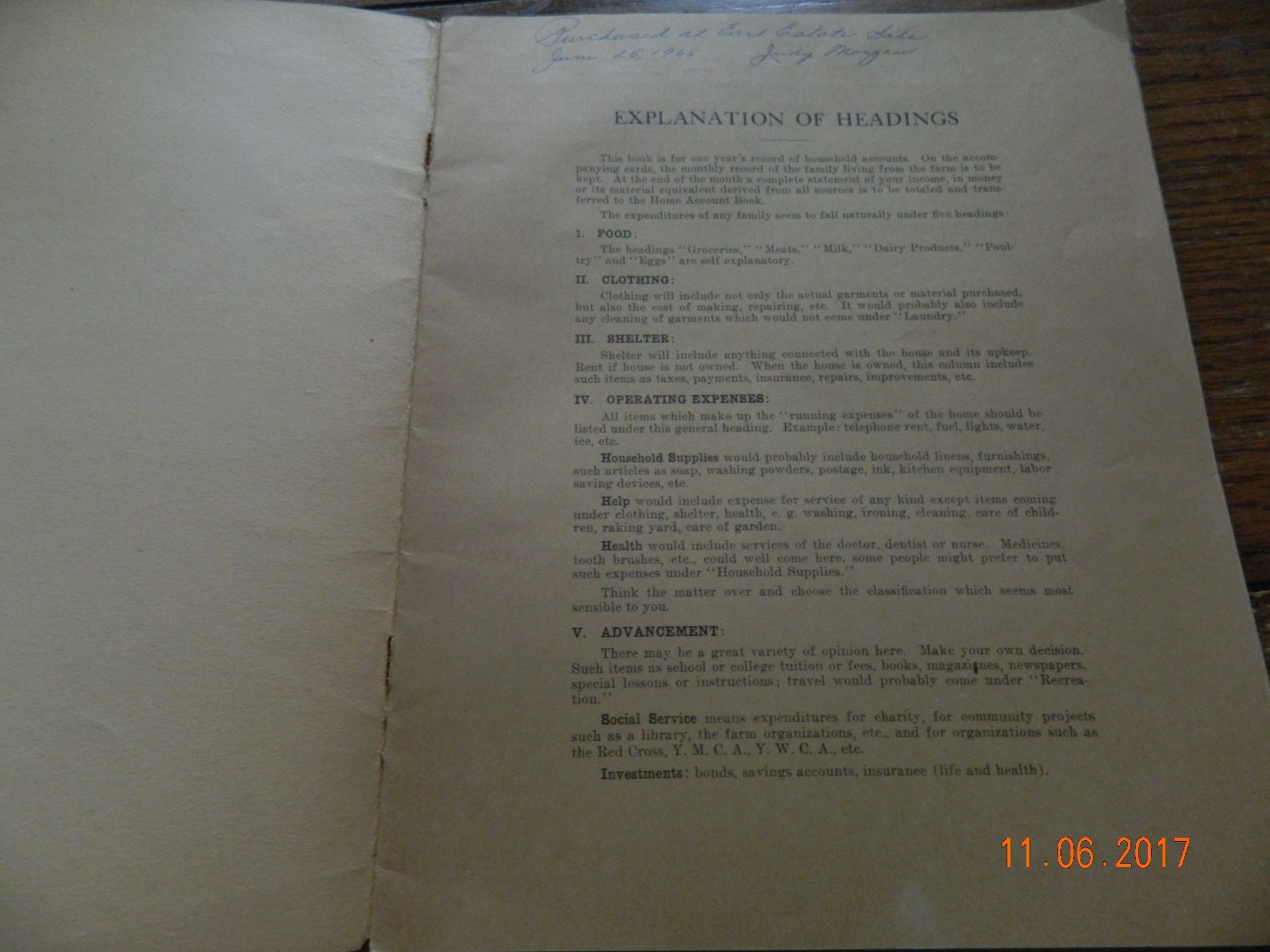 PURDUE UNIVERSITY ANTIQUE HOME ACCOUNT BOOK 1920’S
