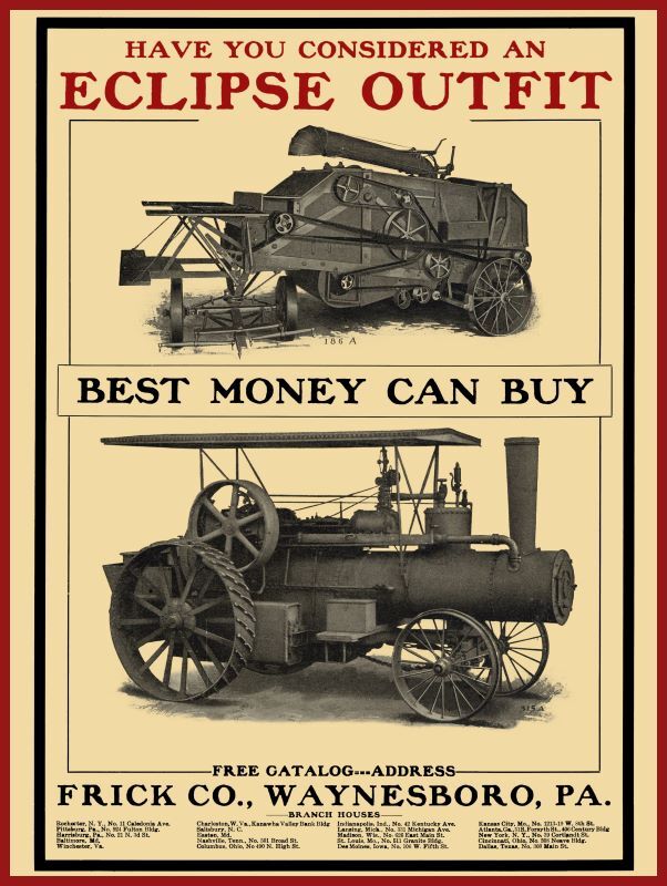 1906 Frick Eclipse Threshing Outfit NEW Metal Sign: Waynesboro, Pennsylvania