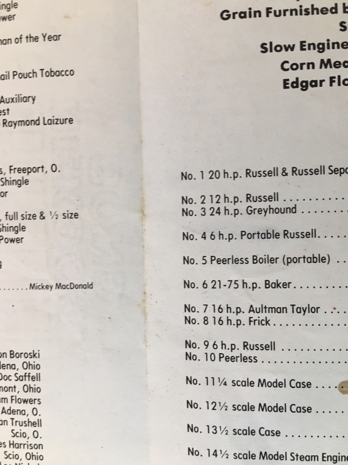 Stumptown Steam Threshers Association Annual Show Program 1979 Ohio Tractors