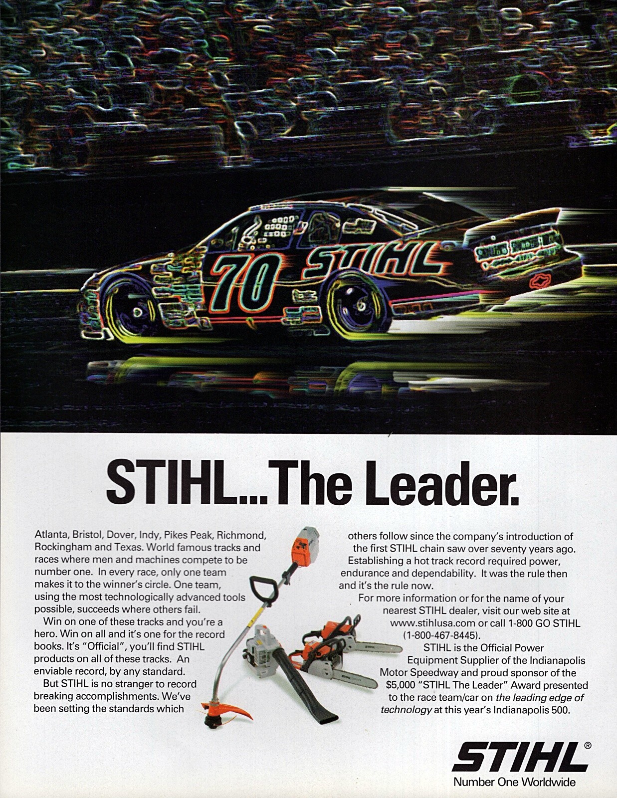 1998 Stihl Chainsaw NASCAR Racing Original Color Print Ad