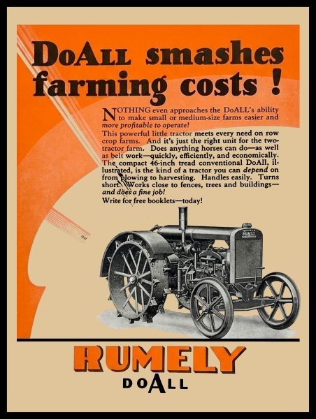 Rumely Do All Tractor – La Porte, Indiana NEW METAL SIGN: 9×12″