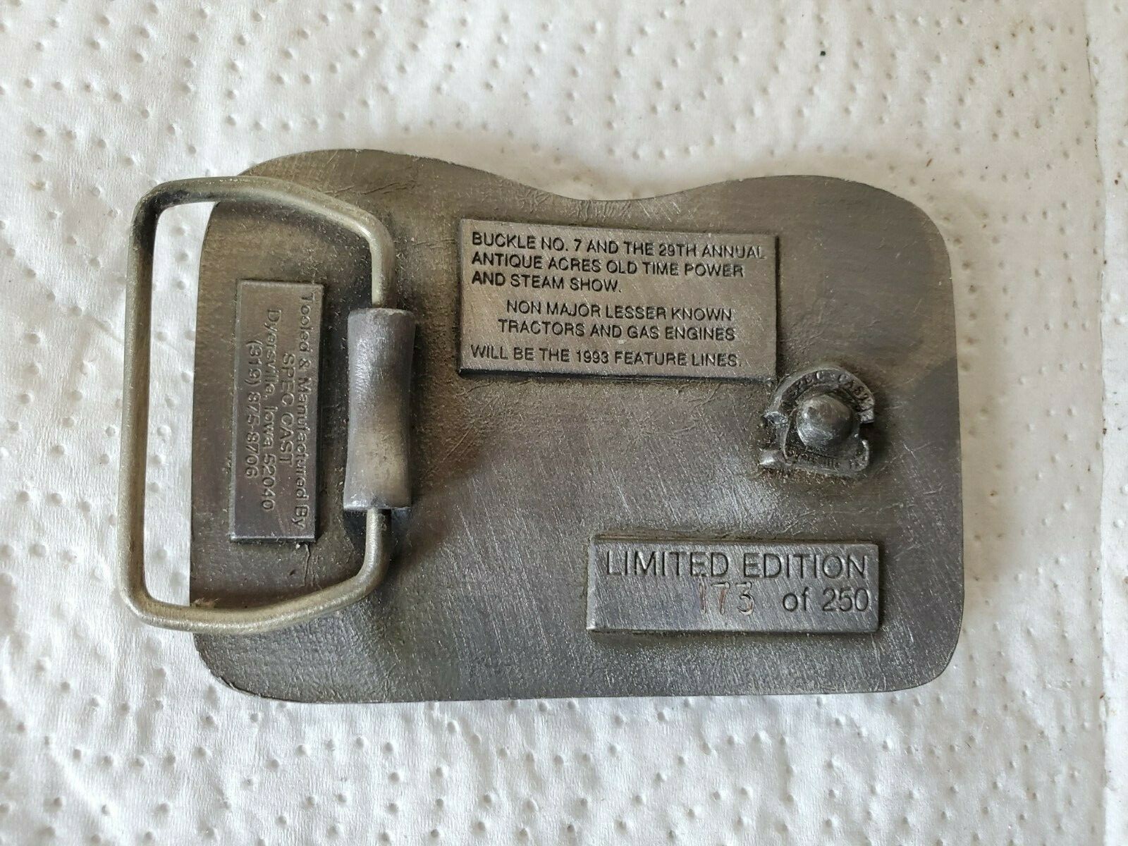 metal belt buckle old time power show antique acres cedar falls iowa 1993