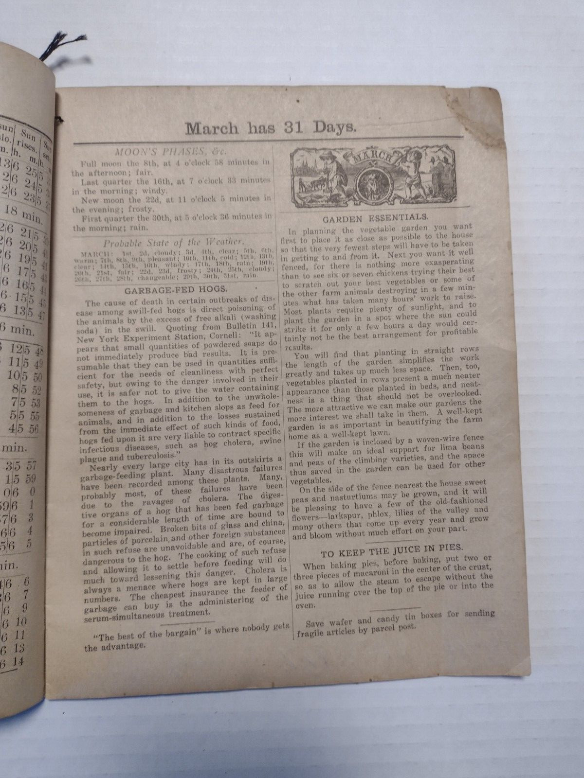1917 John Baer’s Sons Lancaster, PA Agricultural Almanac