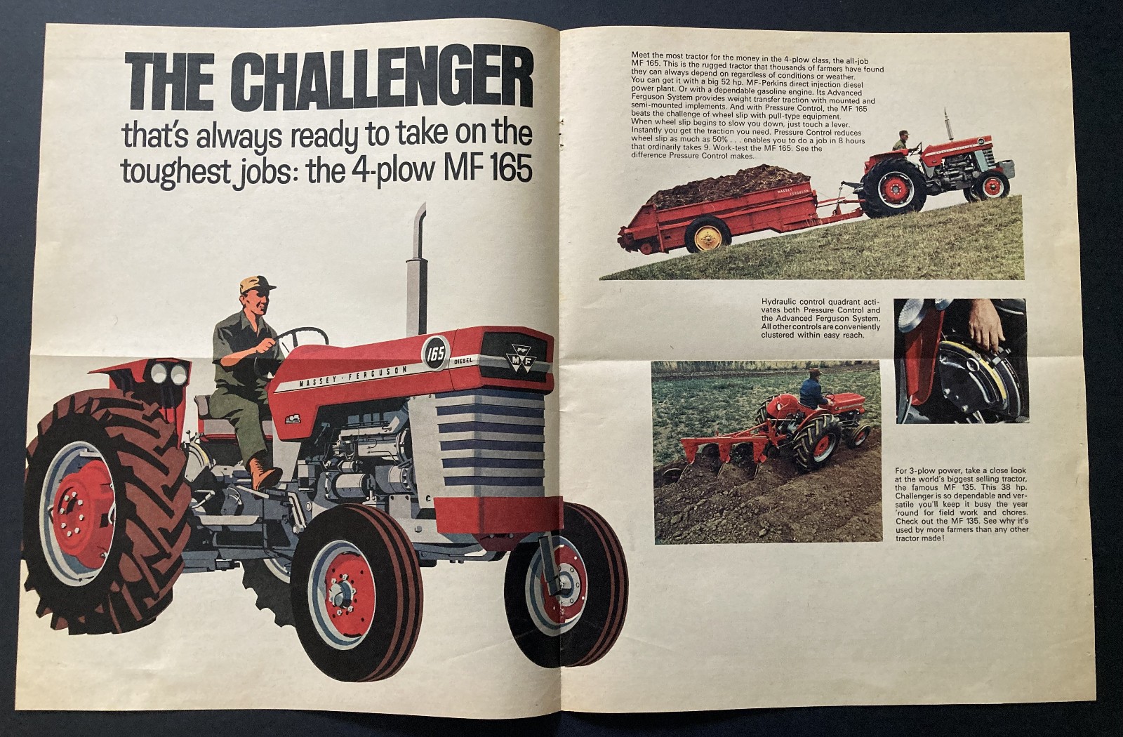 1960’S ? CANADA CANADIAN TRACTOR AD MASSEY FERGUSON 165 2 PAGE AD