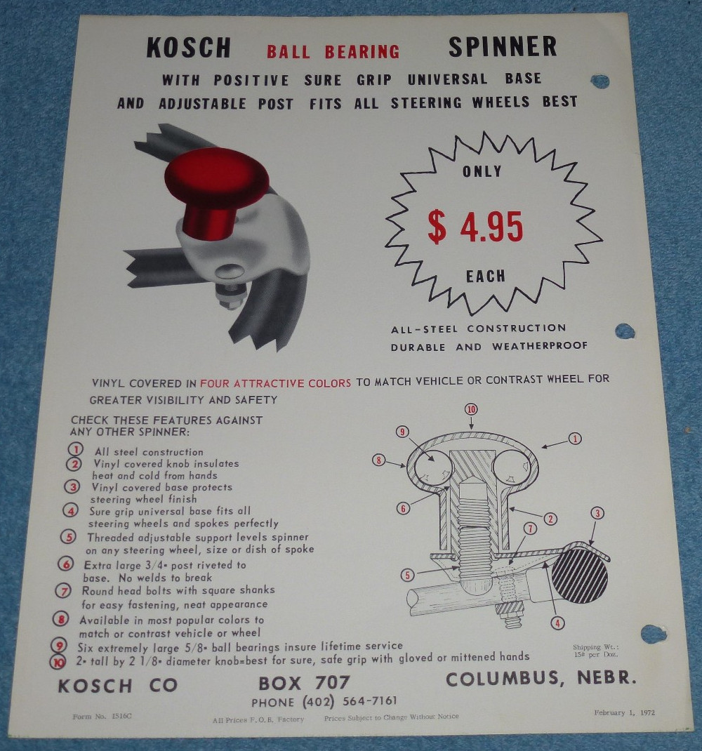 Vtg 1972 Kosch Co Farm Equipment Brochure Steel Grassboard Ball Bearing Spinner