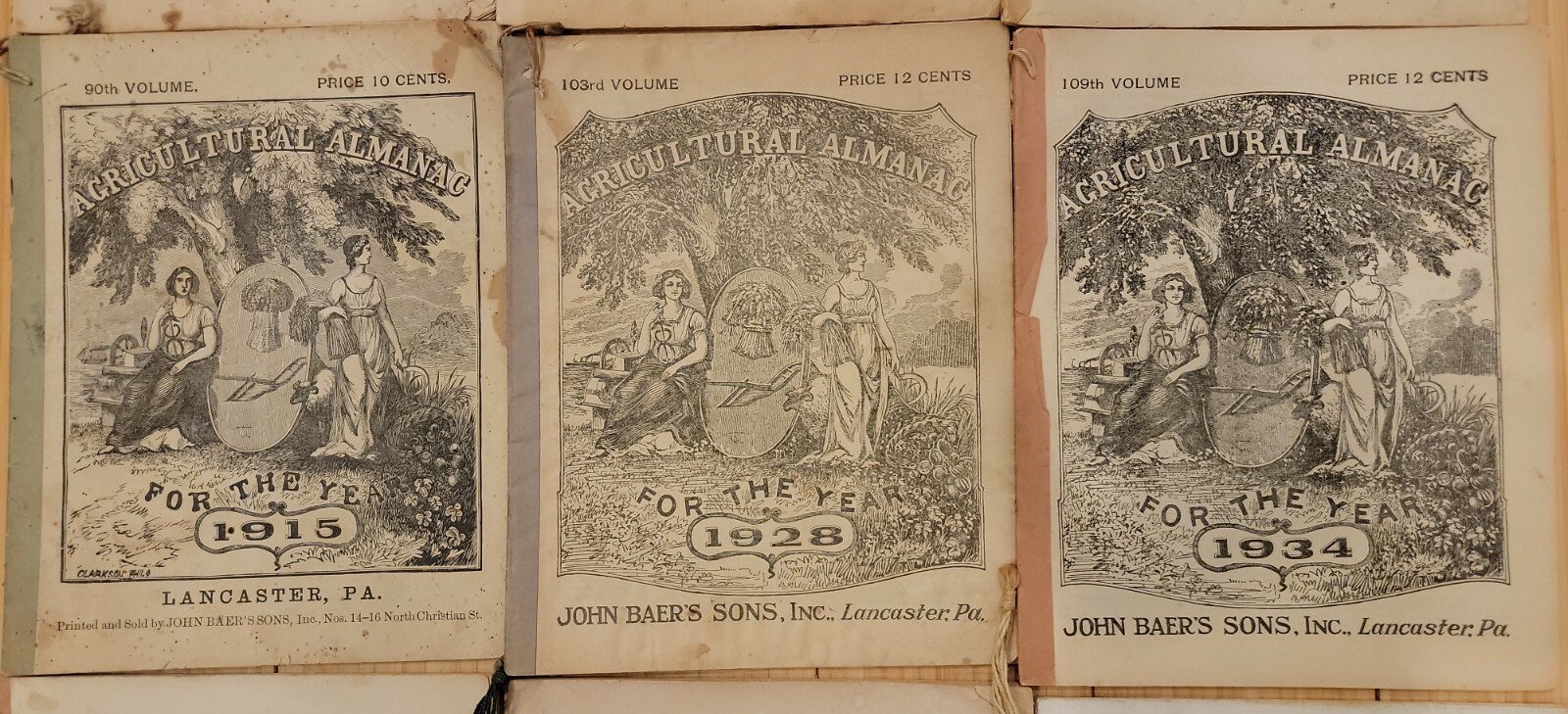 9 Vintage 1900s John Baer’s Agricultural Almanac Lancaster, PA Antique Farmers