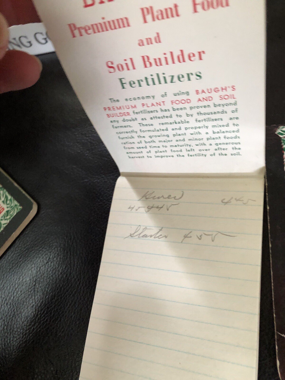 Lot of 3 Baugh’s Premium Plant Food Pocket Note Pad Advertising Old Store Stock