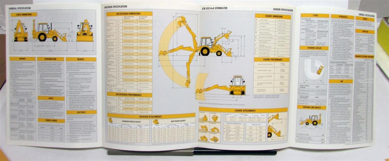 1992 JCB Sitemaster 3CX 4X4 Specifications Construction Sales Brochure