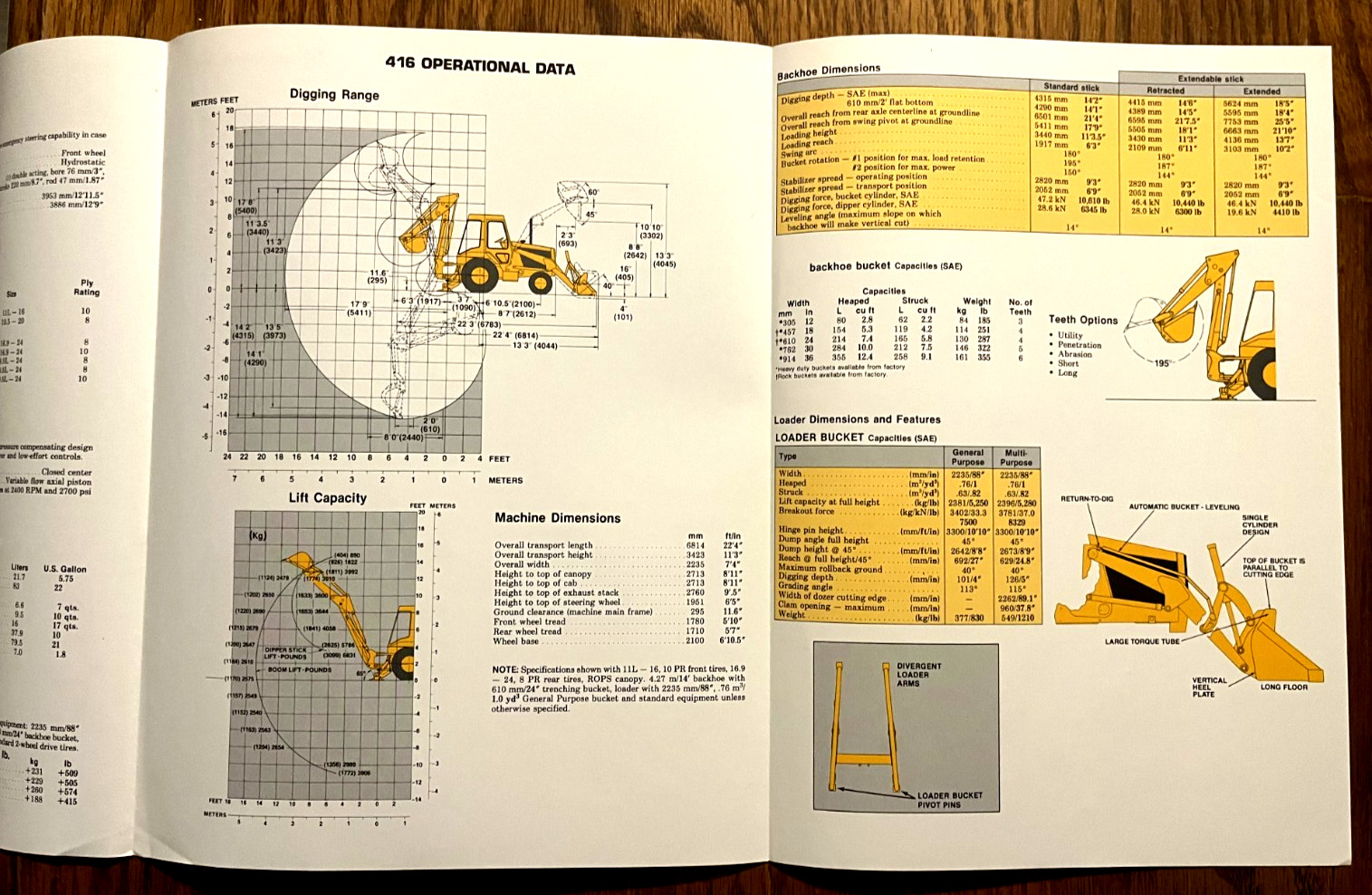 Caterpillar 416 backhoe Loader 1985 sales brochure