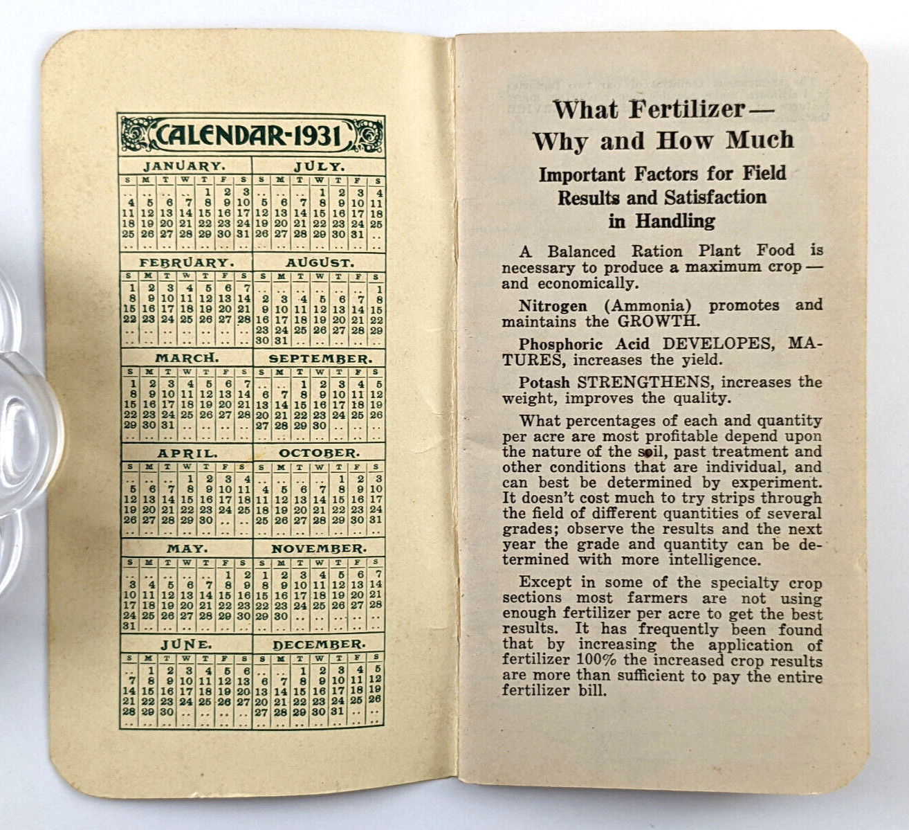 Vintage Advertising Notepad Miller Fertilizer Co Baltimore MD 1930