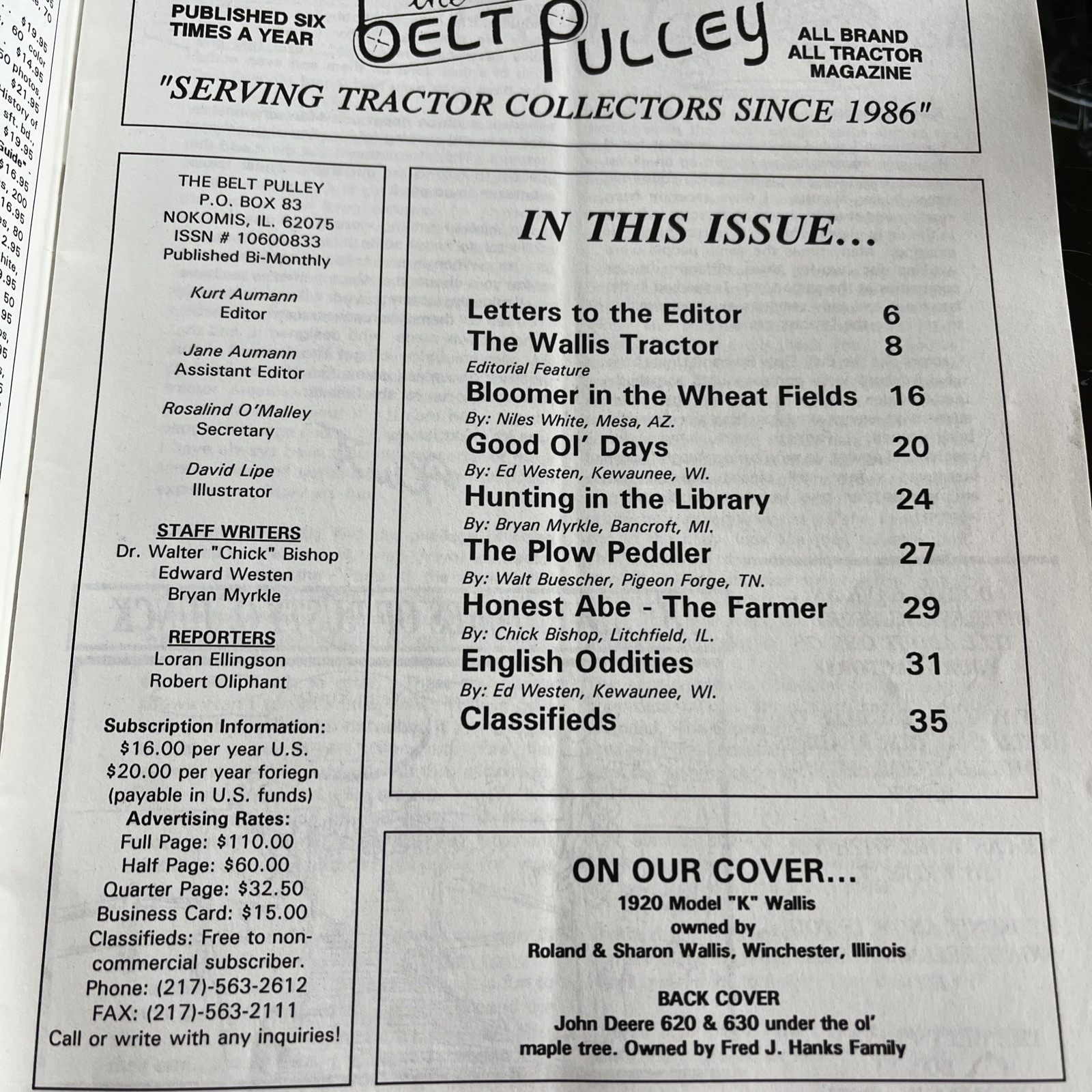The Belt Pulley Tractor Magazine 1994 Vol. 7 Numbers 1 And 2