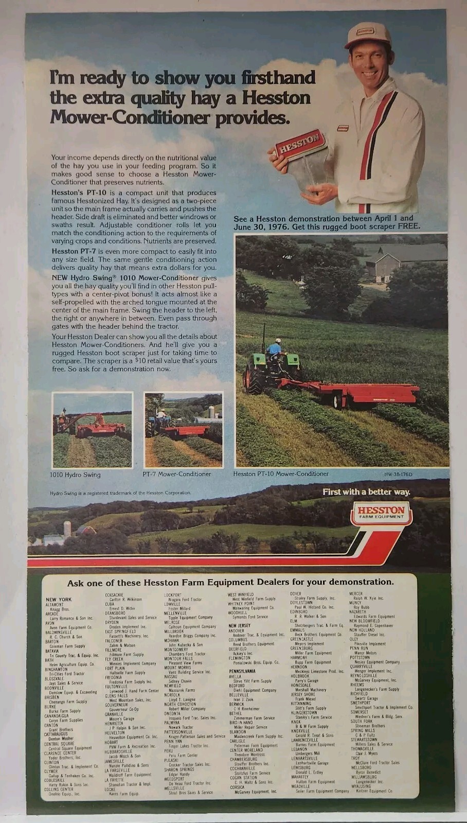 1976 Hesston Farm Equiptment Mower Conditioner Hydro Swing Farm Farming Print Ad