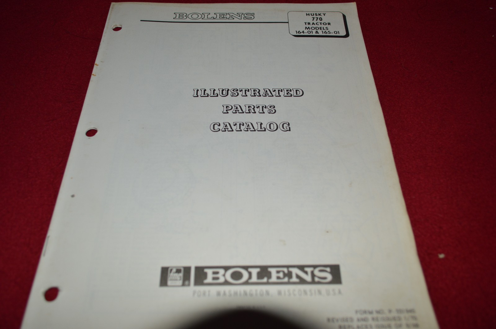 Bolens Husky 770 Tractor Models 160-01 161-01 Dealer’s Parts Book Manual CHPA