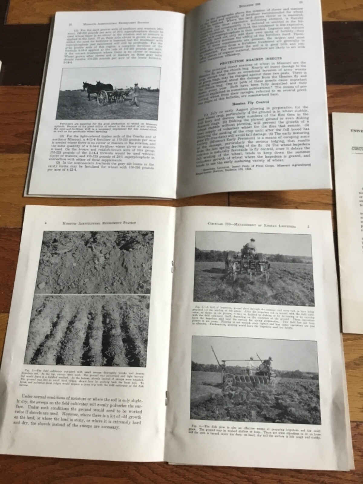 WWII Era Brochure x5 Univ. of MO crops, pastures,wheat, lespedeza+ 1930’s-40’s