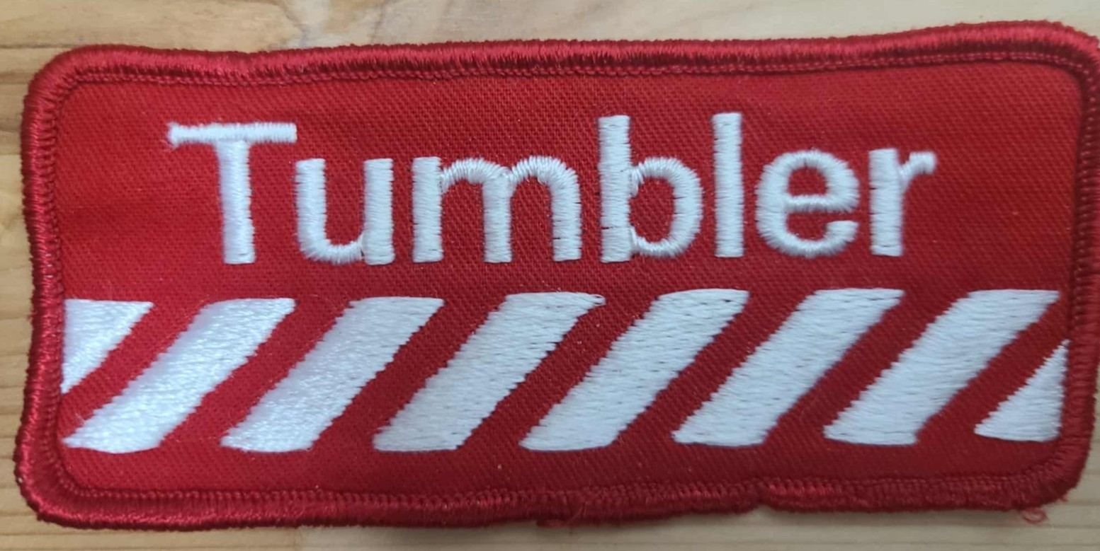 “Tumbler Red Embroidered Patch Sew Iron On Badge Stripe Design”
