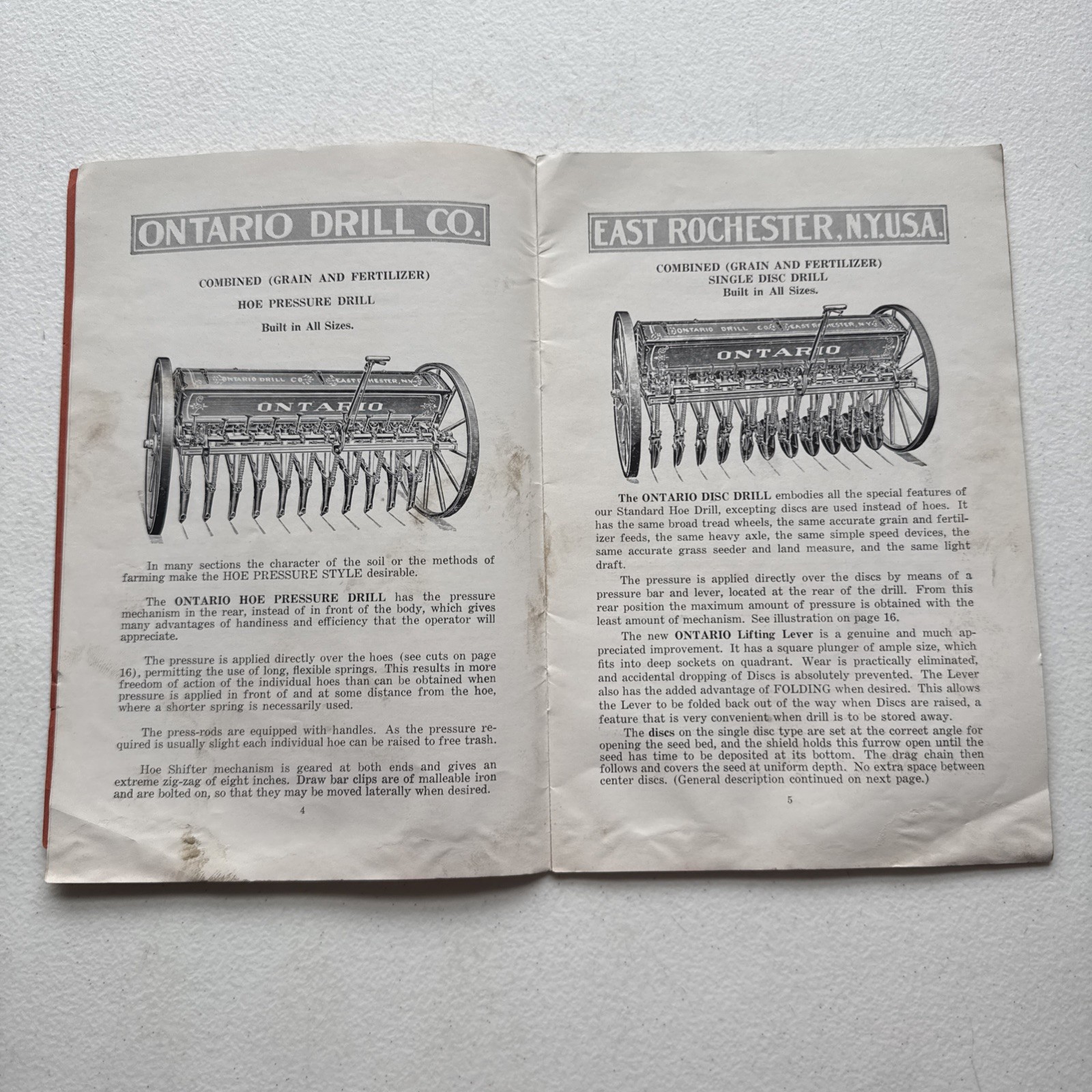 Vintage Ontario Drill Co. Grain & Fertilizer Drills Catalog East Rochester, NY