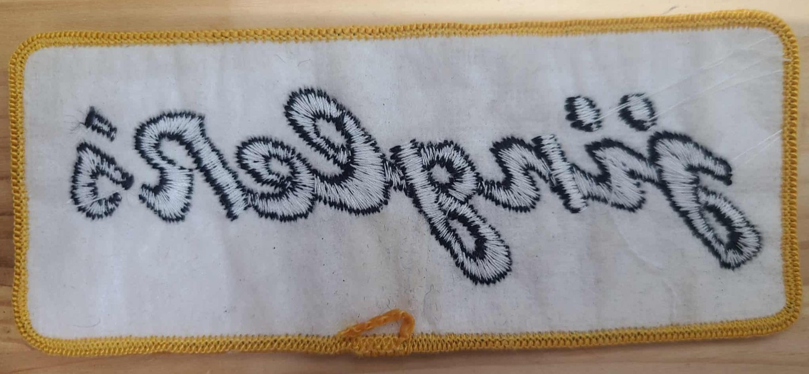 “Vintage Jinger’s Embroidered Patch White Black Yellow Border Collectible”