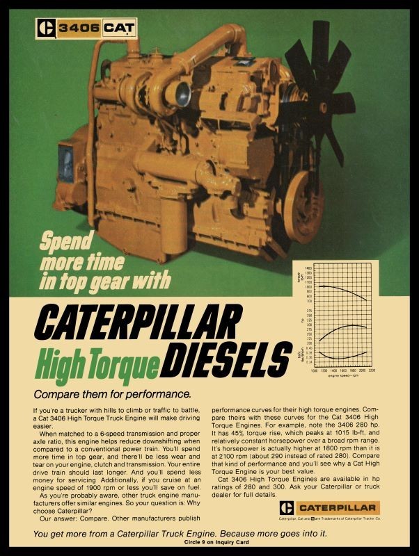 1976 CAT Model 3406 Diesel Truck Engine NEW METAL SIGN: 12×16″ Free Ship.