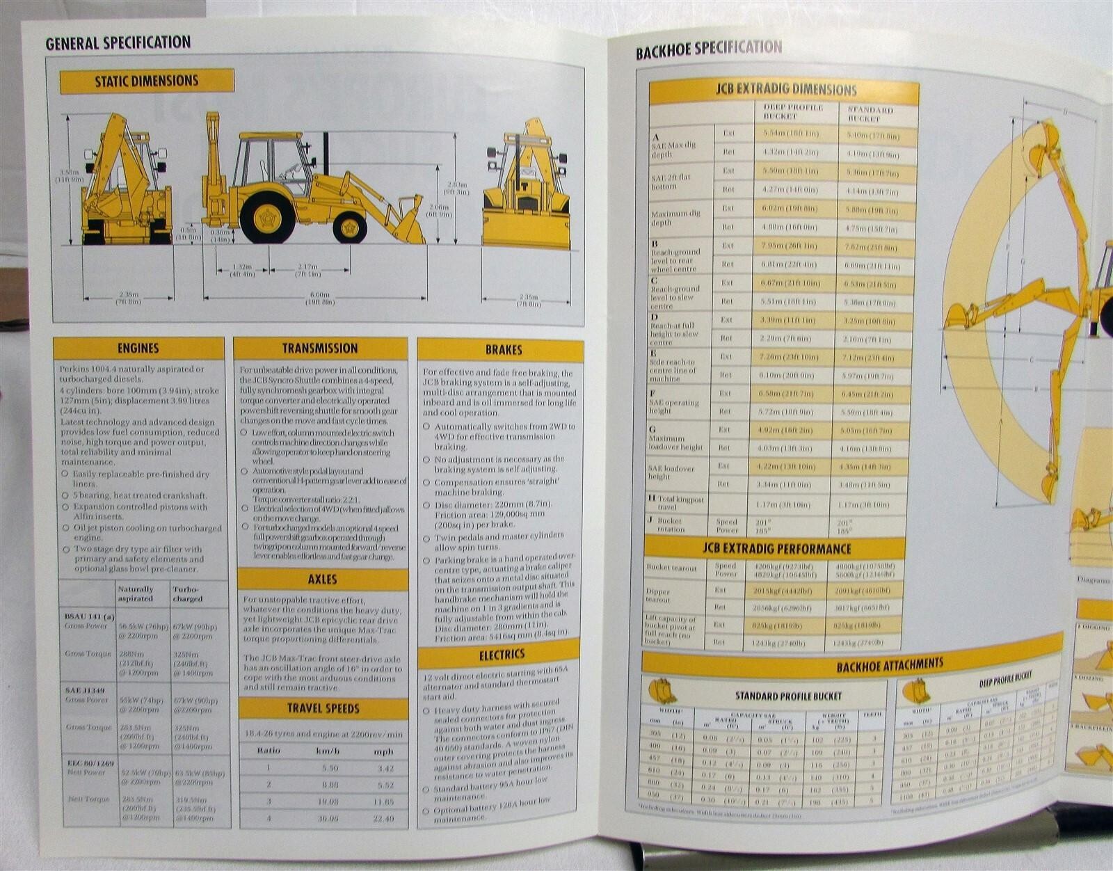 1992 JCB Sitemaster 3CX 4X4 Specifications Construction Sales Brochure